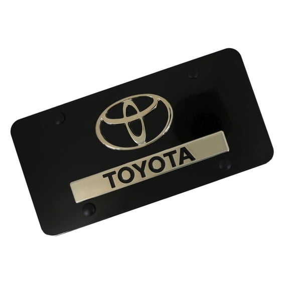 Toyota Dual Logo License Plate (Chrome on Black)