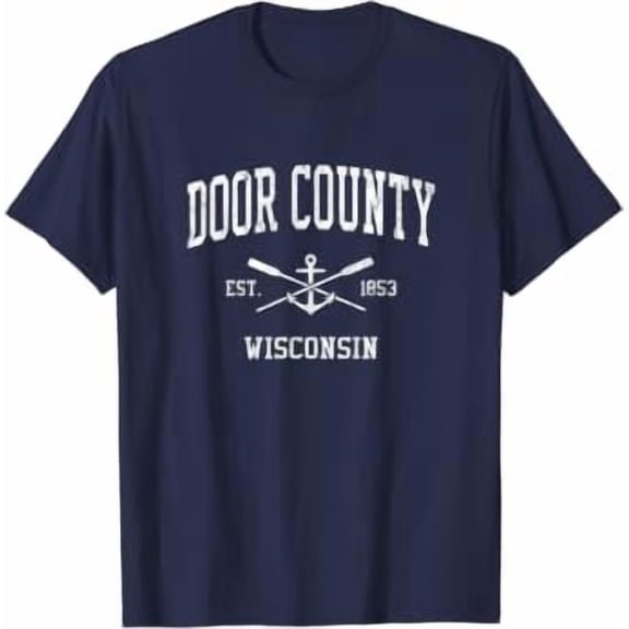 Door County WI Vintage Crossed Oars & Boat Anchor Sports T-Shirt