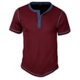 thumbnail image 3 of FRSASU Men's Henley Shirts Cotton Short Sleeve Casual T-Shirt Button Henley Basic Tee Lightweight Summer Top Wine, 3 of 8