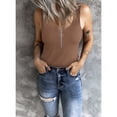 thumbnail image 2 of Uhndy Women's Tank Tops Scoop Neck Ribbed Sleeveless Slim Fit Zipper Henley Shirts, 2 of 3