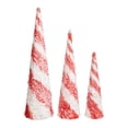 thumbnail image 3 of Northlight LED Lighted Snowy Candy Cane Christmas Cone Tree Decorations - 39.5" - White and Red -Set, 3 of 10