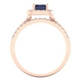 thumbnail image 4 of 1.57 ct Brilliant Emerald Cut Blue Sapphire 14k Rose Gold Halo Solitaire with Accents Engagement Bridal Wedding Ring Band Set size 5.25, 4 of 7