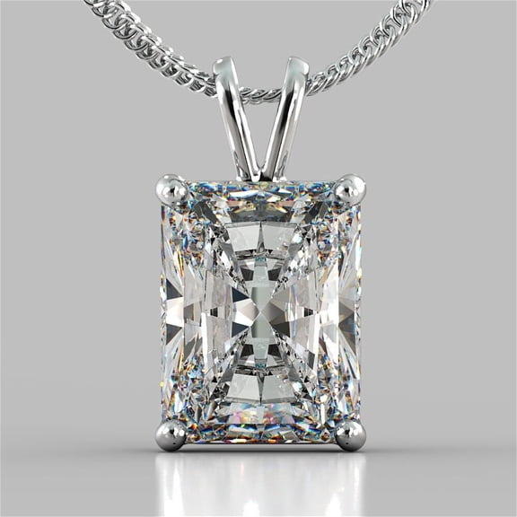 5.00 Ct Radiant Lab Created Diamond Solitaire Pendant 14K White Gold Plated
