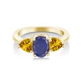 thumbnail image 2 of Gem Stone King 2.22 Ct Oval Blue Lapis Yellow Citrine 18K Yellow Gold Plated Silver Ring, 2 of 4