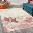 thumbnail image 2 of Flower Decorative Rug, Retro Floral Background Hibiscus Silhouettes Dramatic Romantic Nature Art, Quality Carpet for Bedroom Dorm and Living Room, 6 Sizes, Dried Rose, by Ambesonne, 2 of 4