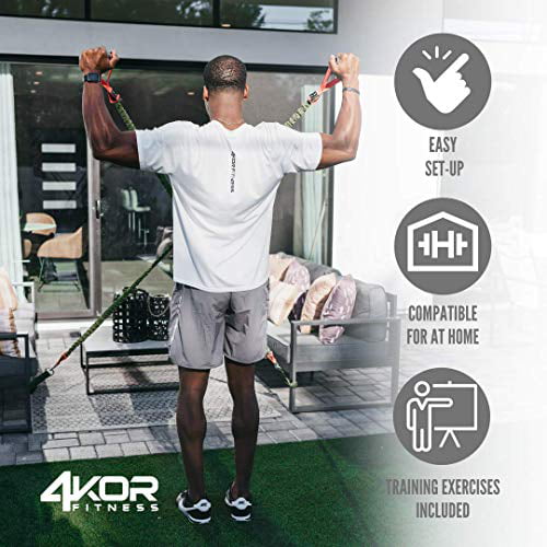 4KOR Fitness Resistance Cords Includes One Pair of Resistance Cords for Strengthening Core and Shoulders