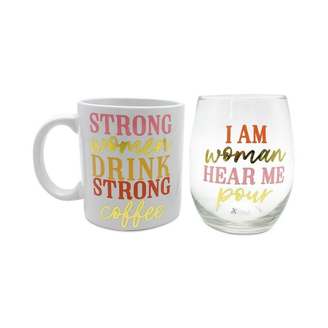 Tmd Holdings Tasse Forte pour Femmes & Verre à Vin Sans Pied, Rose