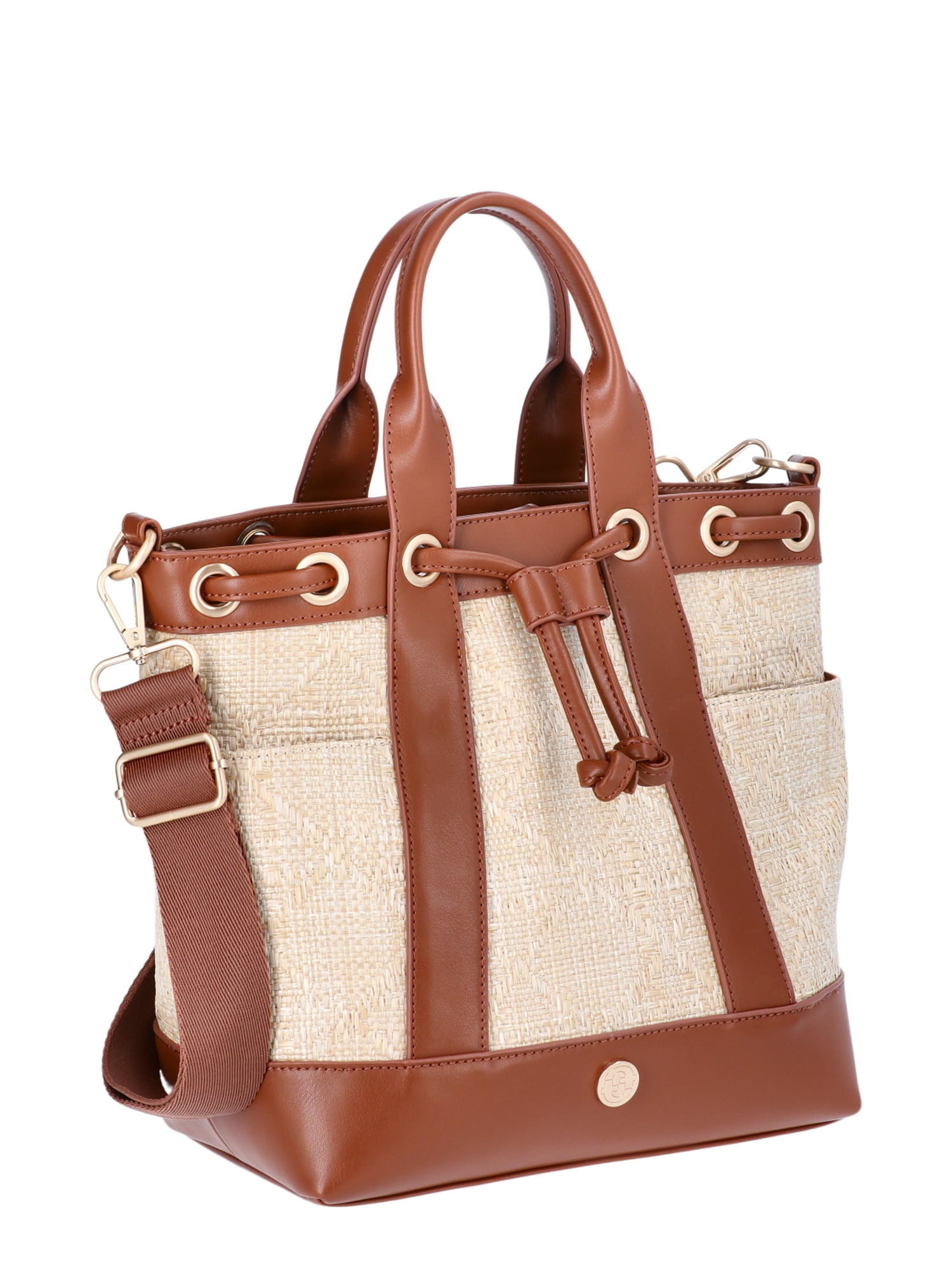 Time and Tru Leighton Women's Mini Bucket Bag, Woven