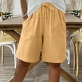 thumbnail image 2 of Beach Shorts for Women, Audhol Shorts for Women Knee Length High Waisted Drawstring Casual Summer Pants 2025 Wide Leg Cute Shorts for Women Yellow 2XL, 2 of 7