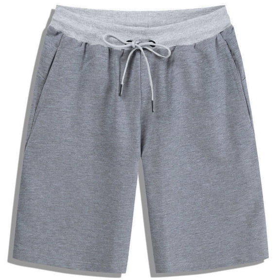 Ceisia Men's Casual Solid Color Multi Pocket Beach Shorts Elastic Waist Drawstring Five Quarter Swim Trunks Gifts for Father Gray 3X