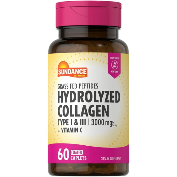 Hydrolyzed Collagen Peptides 1000mg | Type I & II With Vitamin C | 60 Caplets | by Sundance