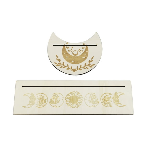 Soporte 2 uds soporte para cartas de Tarot de madera Rectangular en forma de luna Tarot soporte de madera para tarjetas para herramientas de adivinación de brujas decoración de Altar Irfora Soporte