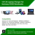 thumbnail image 2 of Gonine 12V Gateway Laptop Charger, 12V 2A Power Supply, Charge for GWTC116-2BL GWTN156-11BK SAW30-120-2000U GWTC116-2BK GWNC21524-BL GWTC116 GWTN156 GWTN116. with Gateway laptop Power Cord, 2 of 7