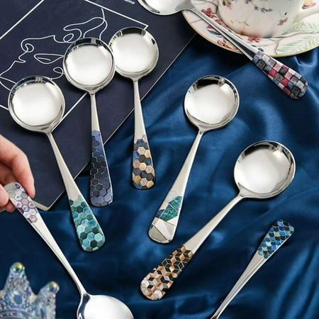 

Merotable Stainless Steel Spoon Spoons Thickened Material Mirror Polished Home Kitchen Specialty Spoons