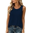 thumbnail image 6 of HongQid Women's Linen Sleeveless Tank Top Scoop Neck Cotton Blend Textured Woven Loose Split Hem Spring Summer Clothes Ladies Trendy Casual Layering Camisole, 6 of 10