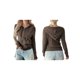thumbnail image 3 of Suéteres de Punto para Mujer, Suéteres de Larga con Cuello en V, Camisetas Casuales, Conjuntos de Moda de Otoño. Café XL, 3 of 7