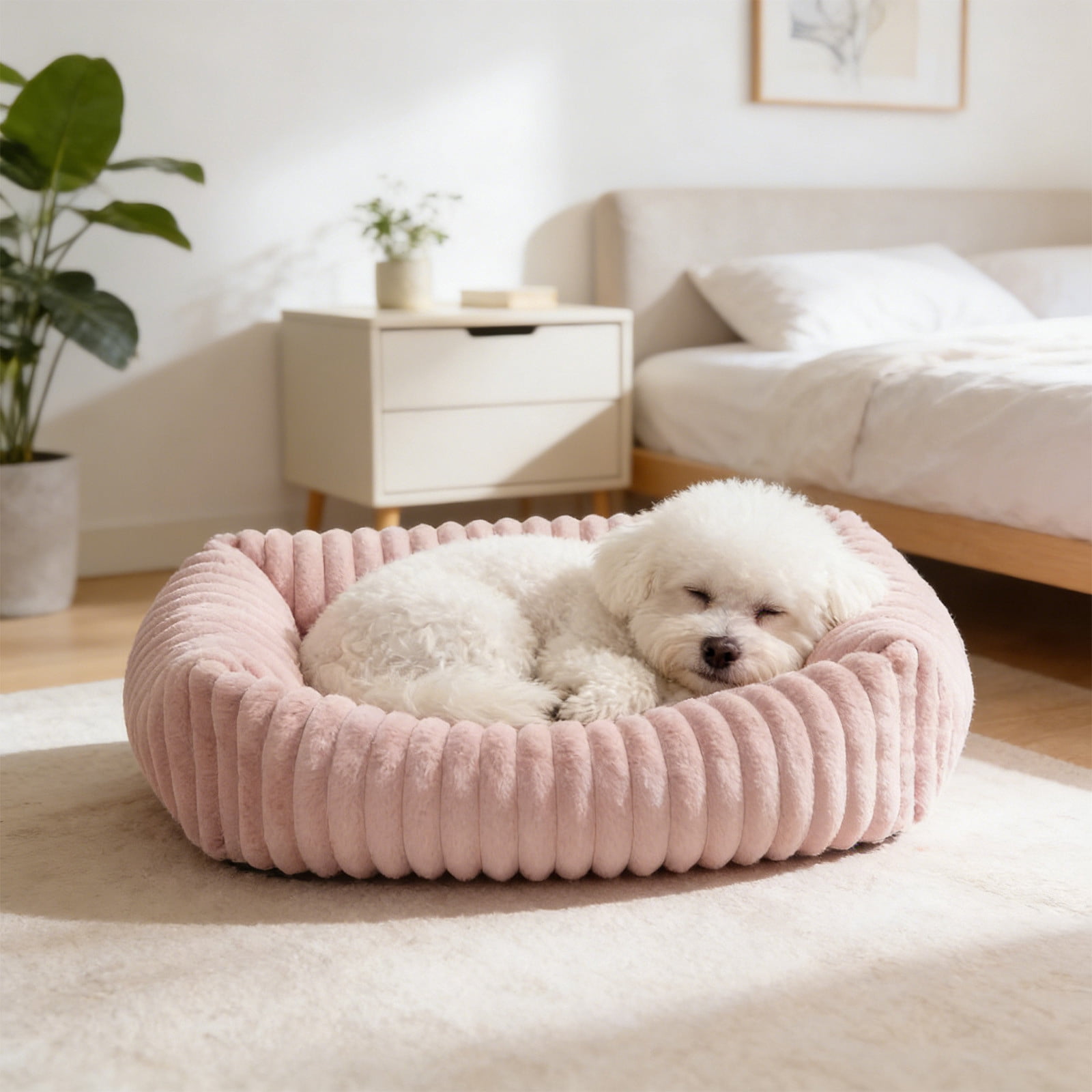 Orthopedic Dog Bed Plush Pet Sofa Bed Warm Crate Pad, Cozy Dog Cat Bed for Small Medium Large Dogs, Thick Cushion Washable Kennel Mat Non Slip Sleeping Bed Durable Comfort
