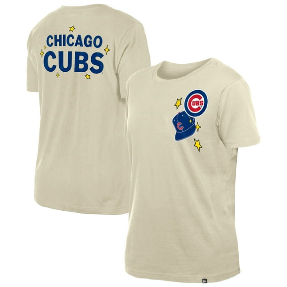Women's New Era Cream Chicago Cubs Stars & Cap T-Shirt