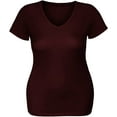 thumbnail image 2 of Essential Basic Women's Short Sleeve T Shirt V Neck Tee (Burgundy, Small), 2 of 2