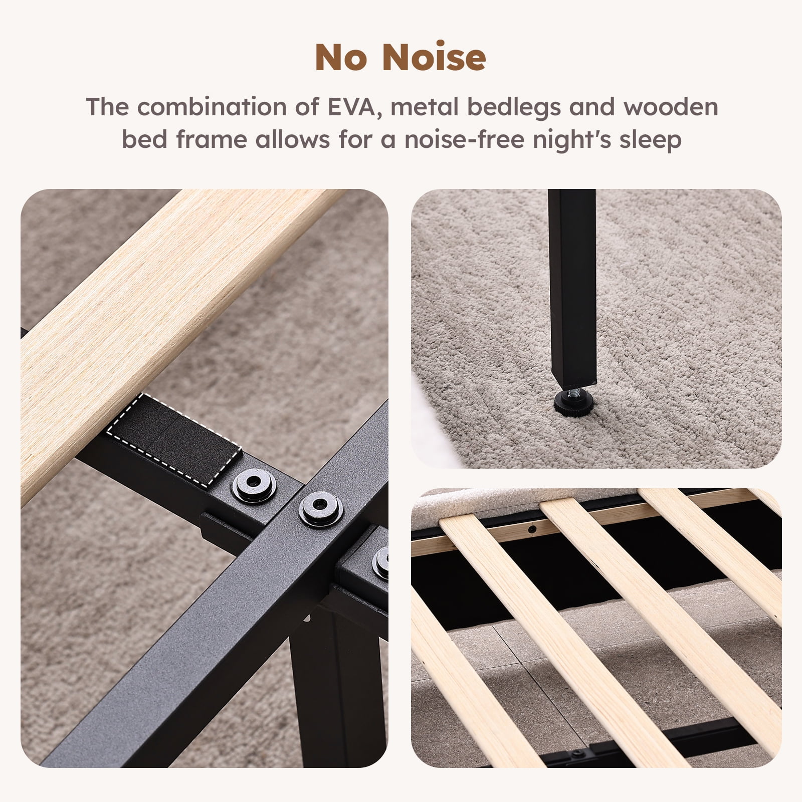 BERRY NEST Boucle Queen Size Bed Frame - Upholstered Bed Frame with Adjustable Headboard, Solid Wood Legs, Rounded Corners, Easy Assembly, Marshmallow BedFrame, Cream