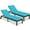 Turquoise, variant on Costway 2PC Patio Rattan Lounge Chair Chaise Recliner Back Adjustable Cushioned W/Wheels