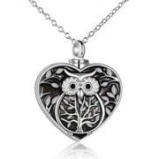 Yaoping Creative Heart Shaped Owl Pendant Necklace Urn Memorial Necklace Jewelry Gift