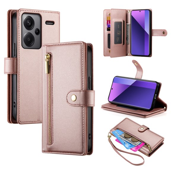 ETFAST Wallet Leather Phone Case For Redmi Note 13 Pro Plus 13 13Pro Multi Card Zipper Phone case