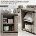 thumbnail image 4 of OKD Farmhouse Sideboard Buffet Cabinet with Storage, 60" Large Kitchen Cabinet w/Sliding Barn Doors and 4 Drawers, 31.2'' Tall Rustic Wood Coffee Bar Table for Dining Room, Light Rustic Oak, 4 of 6