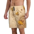 thumbnail image 2 of Kll Retro Hand Drawn Honey Bees And Sunflowers Men'S Casual Summer Beach Shorts Hawaiian Shorts With Pockets-Small, 2 of 9