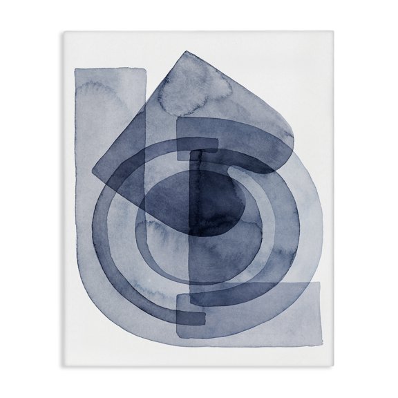 Stupell Industries Contemporary Layered Blue Opaque Shapes Central Circle Abstract Canvas Art, 16 x 20, by Grace Popp