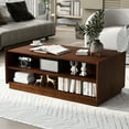 thumbnail image 3 of Harper & Bright Designs Modern Rectangle Coffee Table with Drawers, 47.2" Wood Fluted Center Table with Shelves for Living Room, Brown, 3 of 13