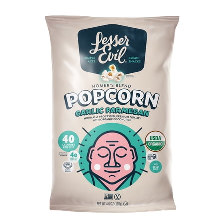 LesserEvil Garlic Parmesan Organic Popcorn, 4.6 Oz