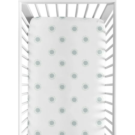 UPC: 0846480089964 | Boho Sun White and Blue Fitted Crib Sheet by Sweet Jojo Designs
