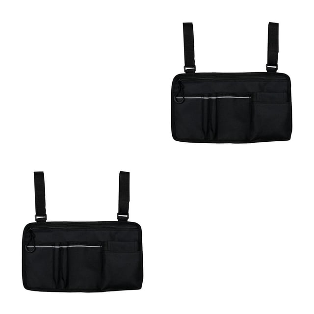 Bolsa organizadora Injueey para reposabrazos de silla de ruedas Negro 34 x 19,5 cm 2Conjunto
