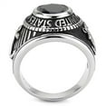 thumbnail image 4 of Men's 316 Stainless Steel Wide Band US Coast Guard Blue Sapphire CZ Ring - Size 13, 4 of 6