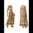 thumbnail image 3 of Vestido Maxi Floral de Verano 2025 para Mujer, Sin Mangas, con Tirantes Finos, Estampado, Fruncido, Estilo Bohemio, para Playa Verde L, 3 of 6