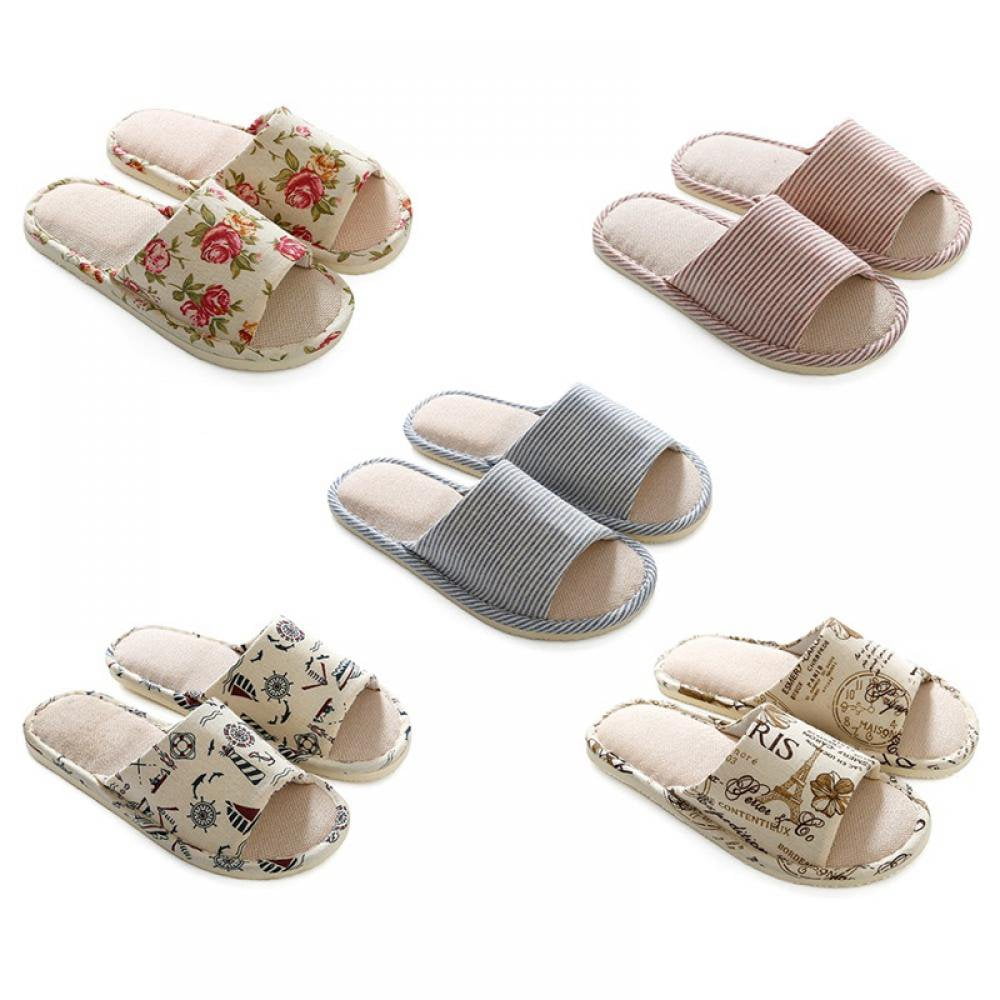 Linen Casual Comfy Indoor Home Slippers For Men And Women Outdoor ...