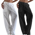 thumbnail image 3 of Sunloudy - Pantalones de pierna ancha para mujer, informales, con cordón, cintura baja, color sólido, sueltos, con bolsillos Sunloudy moda, 3 of 3