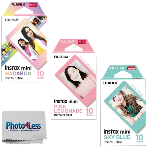 Fujifilm Instax Mini Film Macaron | Pink Lemonade | Sky Blue -10 Sheets Per Pack