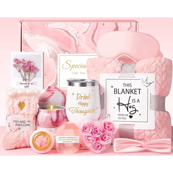 Gifts for Women, Presents for Mother's Day, Wife, Girlfriend, Sister, Birthday Gift, Christmas, and Valentine's Day Gift- 11 PCS Gift Basket Set Pink