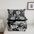 thumbnail image 5 of jejeloiu Artistic Floral Full Size Comforter Sets For Girls,Daisy Pattern Bedding Comforter Set,Black Blue,Black Reversible,3-Piece,1 Comforter and 2 Pillowcases, 5 of 7