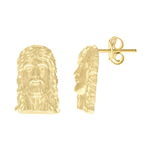 10kt Real Yellow Gold Womens Jesus Religious Stud Earrings