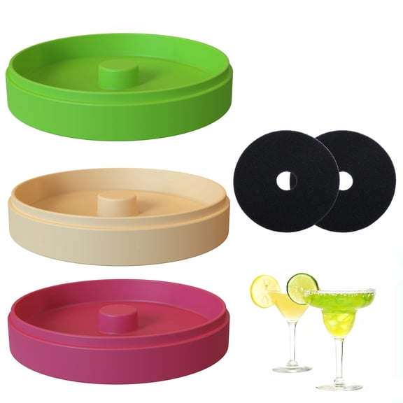 Margarita Salt Rimmer Set, 3-Tier Glass Rimmer Holds Lime Juice Salt Sugar, Easy-Clean Salt Rimmer for Cocktail  with 2 Sponges