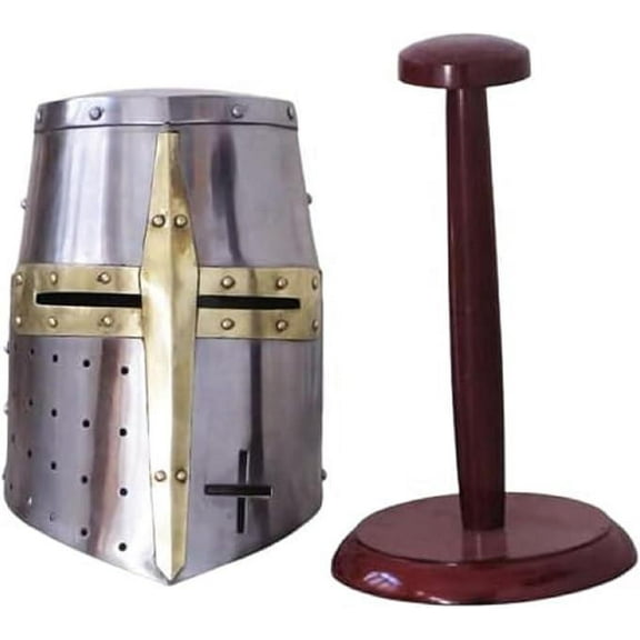 THOR INSTRUMENTS Medieval Templar Crusader Knight Armor Helmet Size One Rustic Vintage Home Decor Gifts