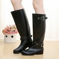 thumbnail image 3 of Mepaouo Women's Knee High Boots Low Block Heel Riding Boots Biker Motorcycle Buckle Boots(Black,6.5), 3 of 9
