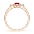thumbnail image 2 of ANGARA Natural Cathedral Three Stone Ruby & Diamond Engagement Ring in 14K Rose Gold for Women (Size-5mm) | July Birthstone, Birthday, Anniversary, Jewelry Gift for Women | Natural Ruby Ring, 2 of 8