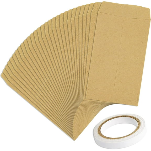 100 Pcs Small Brown Envelopes, Kraft Paper Coin Packets For Storing Small Items Seeds Coins Wages Notes Beads 6 X 10 Cm (2.4 X 3.9 Inch)