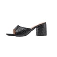 thumbnail image 2 of Womens Croco Print Block Heel Mules, Slip On Open Toe Sandals, 2.5 Inch Chunky Heel Dress Shoes, Black Faux Faux Leather,Size 37, 2 of 9