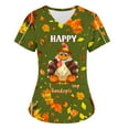 thumbnail image 2 of Xfvqtps Thanksgiving Scrub Tops for Women Soft V-Neck Scrubs Comfortable Nursing Uniforms Short Sleeve Tops Turkey Print Blouse Protective Clothing Working Uniforms with Pockets Red, 2 of 6