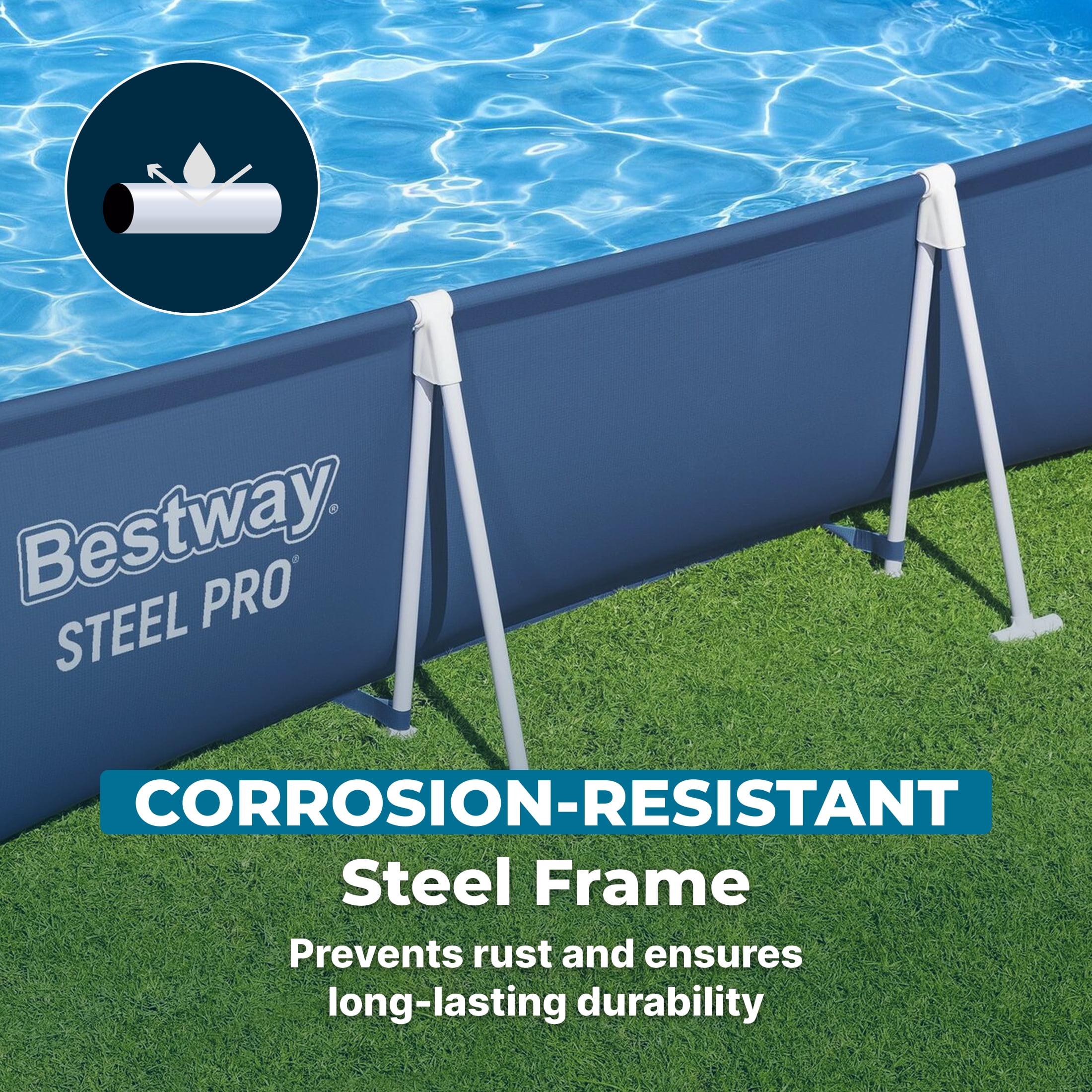 Bestway Steel Pro 9.8' x 6.6' x 26\" Metal Frame Above Ground Pool, Filter Pump & Cartridge